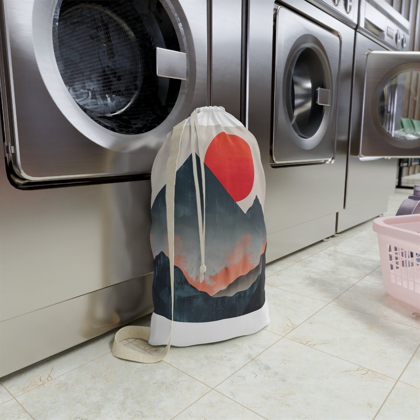 "Sunrise Mountain Laundry Bag - Elevate Your Laundry Experience with Stylish Mountain Design"