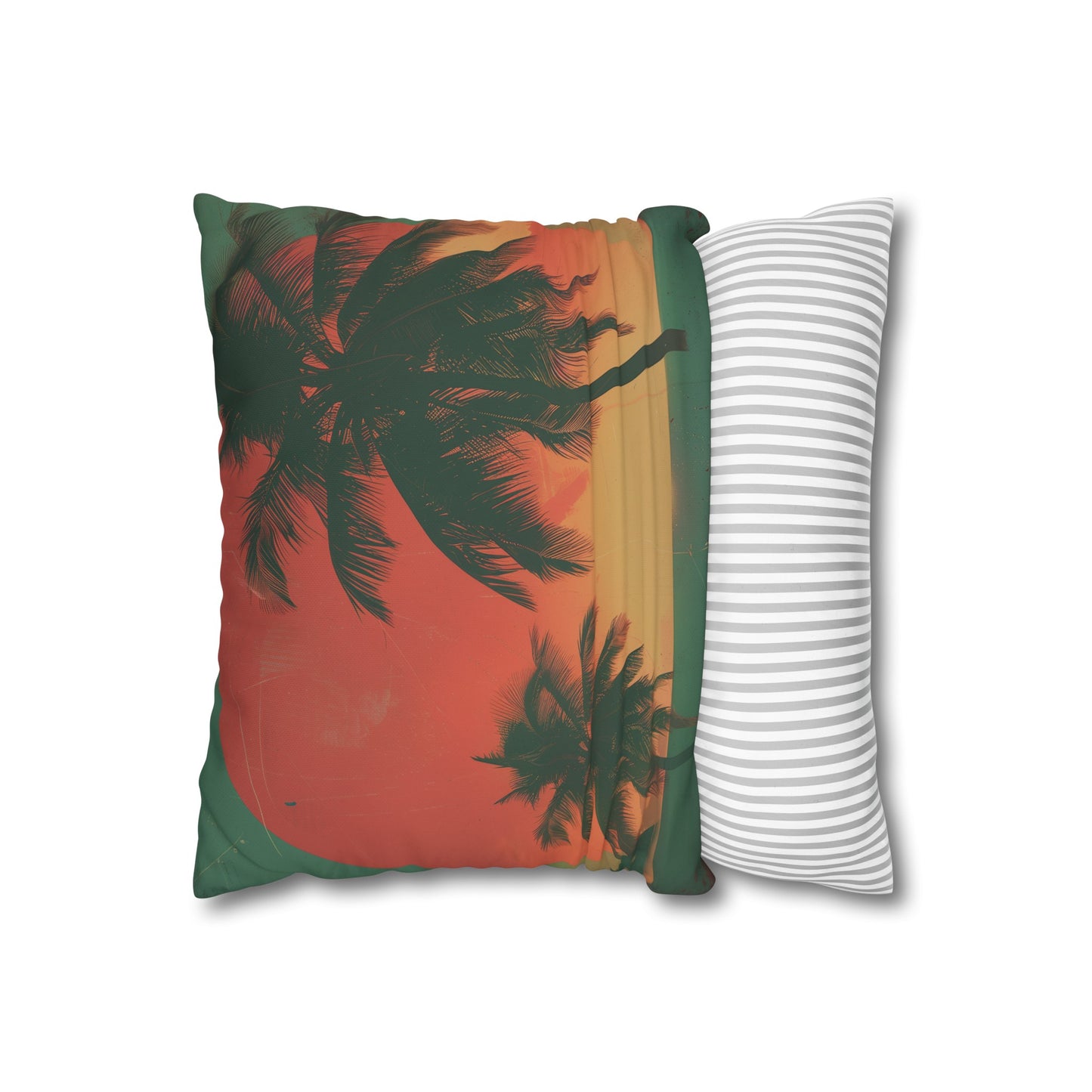 Vintage Sunset Vibes Pillowcase - Retro Beach Silhouette Design for Stylish Sleep Space