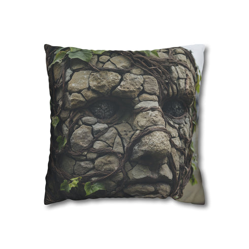 Golem Made of Stone and Vines (Edition II) — 40×40 Cushion Cover — Front 40×40 cm Square Cushion View