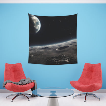 Earthrise: A Cosmic Tapestry | Wall Tapestry | All Over Print, AOP, Decor, Halloween, Home & Living, Home Decor, Indoor, Spring Essentials, Sublimation, Tapestry | Prints with Passion