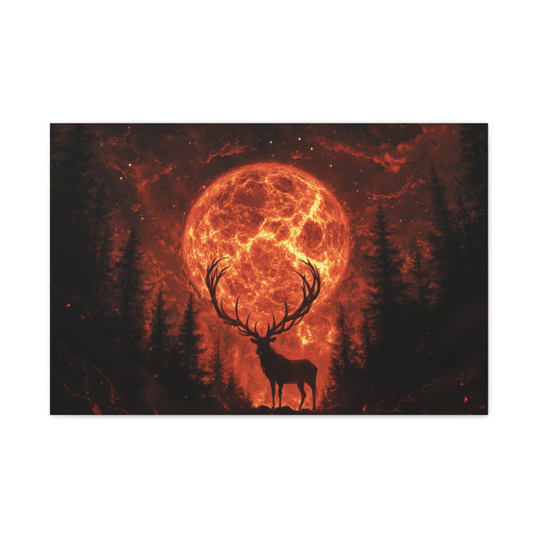 Lava Antlers of Cosmic Deer — Canvas Wall Art — Living Room Wall Lifestyle View