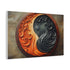 Stylized Yin Yang Made of Waves and Fire Stretched Canvas Wall Art