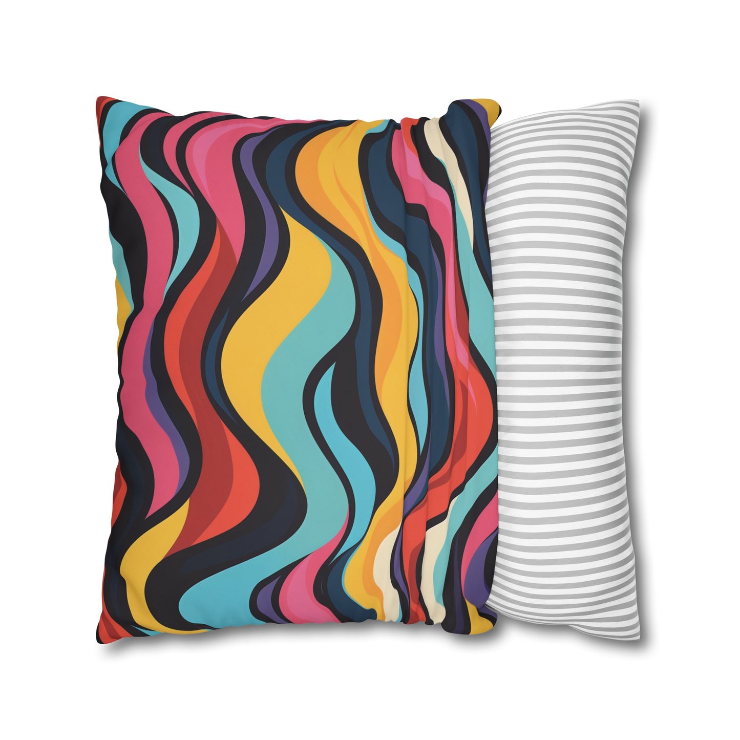 "Vibrant Retro Waves Pillow Case - Add Retro Style to Your Bedding Collection"