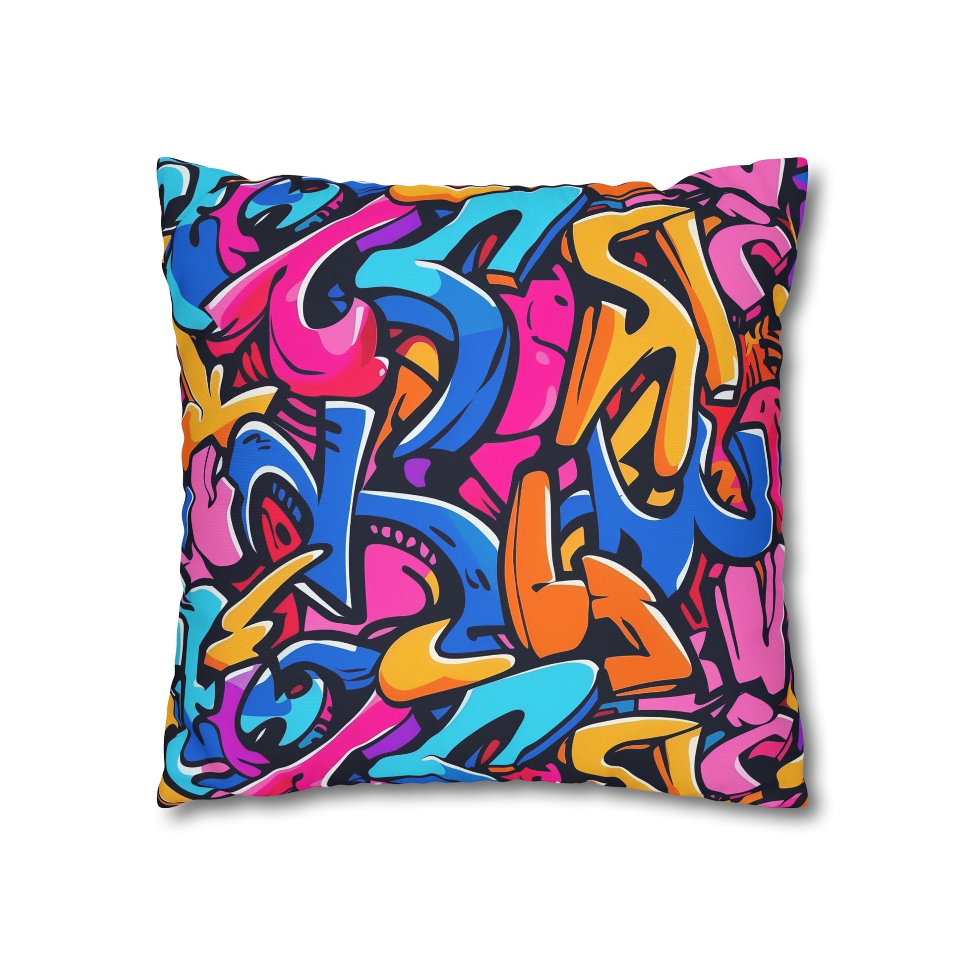 Vibrant Neon Urban Graffiti Pillowcase - Add edgy style to your bedroom with this seamless pattern pillowcase in bright neon colors.