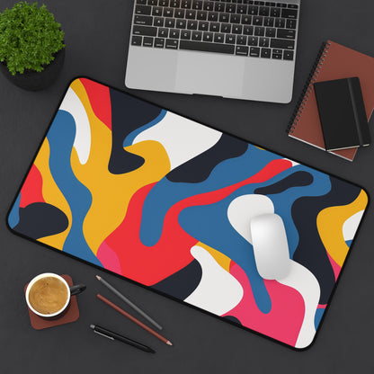 "Abstract Bold Bright Desk Mat - Modern seamless pattern in bold colors, elevate your workspace with this stylish accessory"