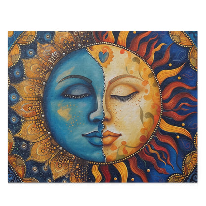 Celestial Mandala Sun and Moon Puzzle - Engaging 1000-Piece Jigsaw Puzzle Featuring Tranquil Intricate Designs for Mindful Relaxation