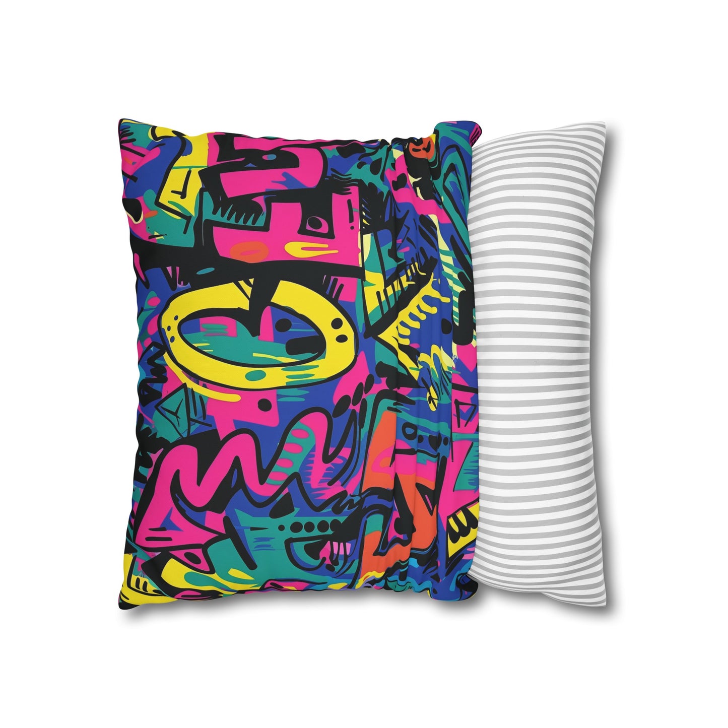 "Neon Urban Graffiti Pillowcase - Vibrant street art vibes with bright neon colors"