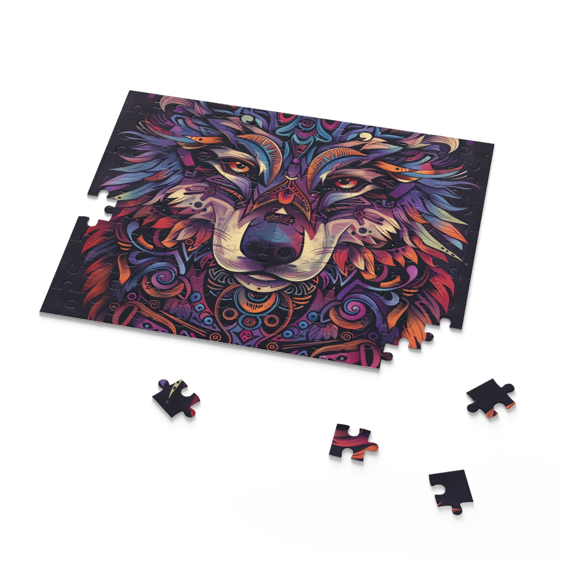 "Wild Totem Animal Jigsaw Puzzle with Intricate Tribal Designs - Perfect for Animal Lovers and Puzzle Enthusiasts"