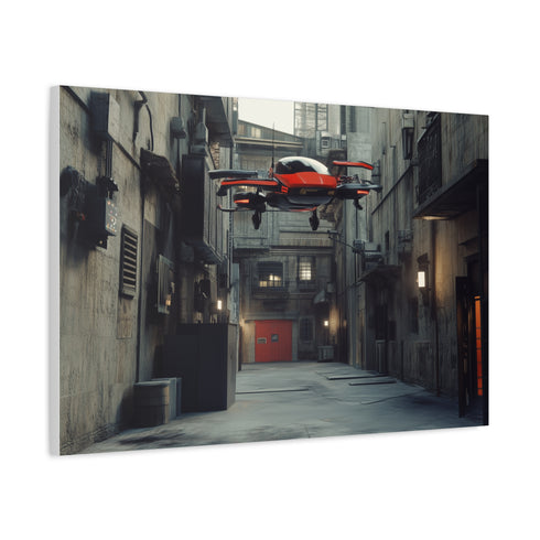 Cyberpunk Alleyway with Flying Cars — Canvas Wall Art — Product Detail View 6