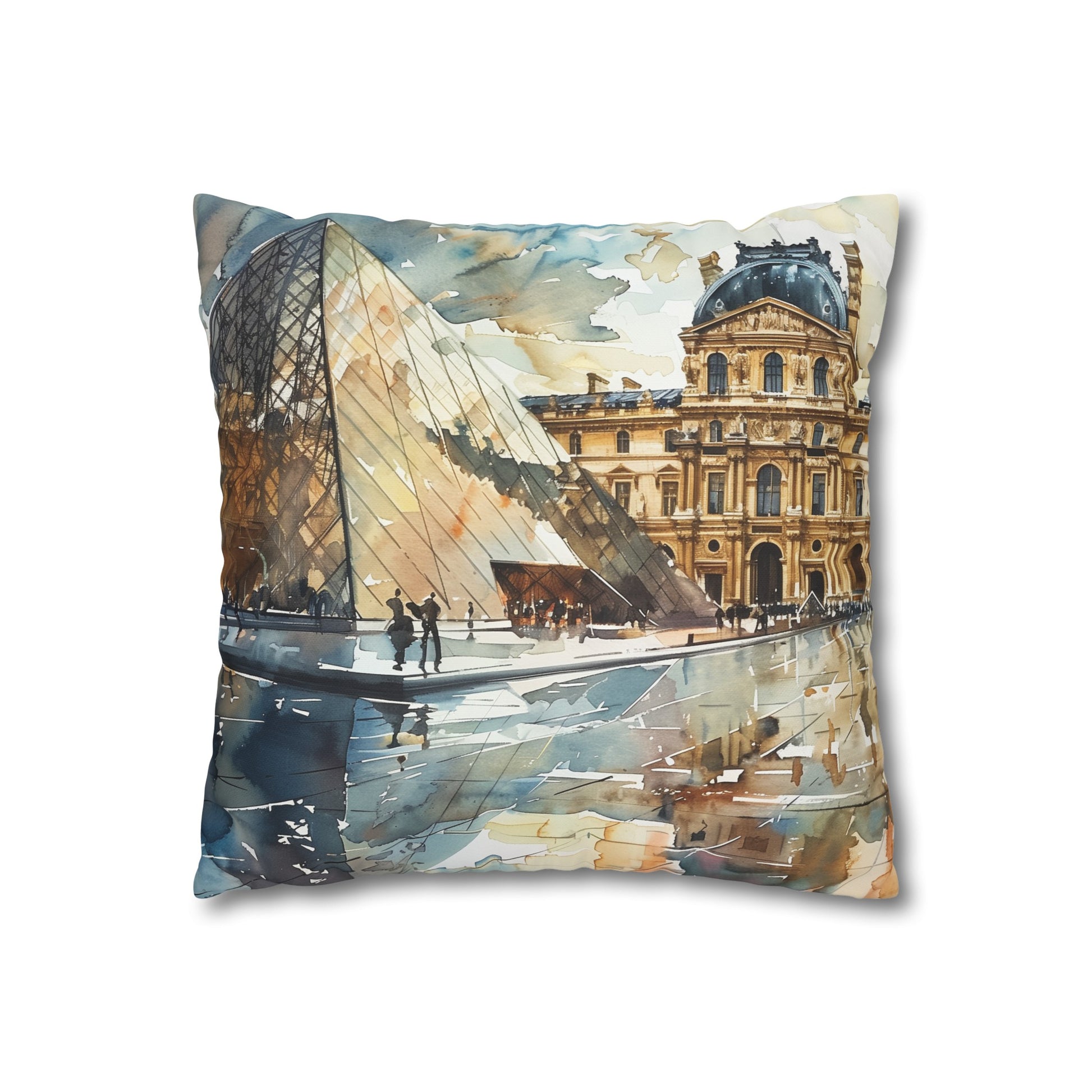 Parisian Watercolor Dreams Pillowcase - High-Quality, Stylish, Perfect for All Seasons - Louvre Museum Design