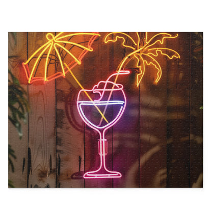 Neon Cocktail Paradise Puzzle - Colorful tropical vibes in a vibrant jigsaw puzzle for relaxation.