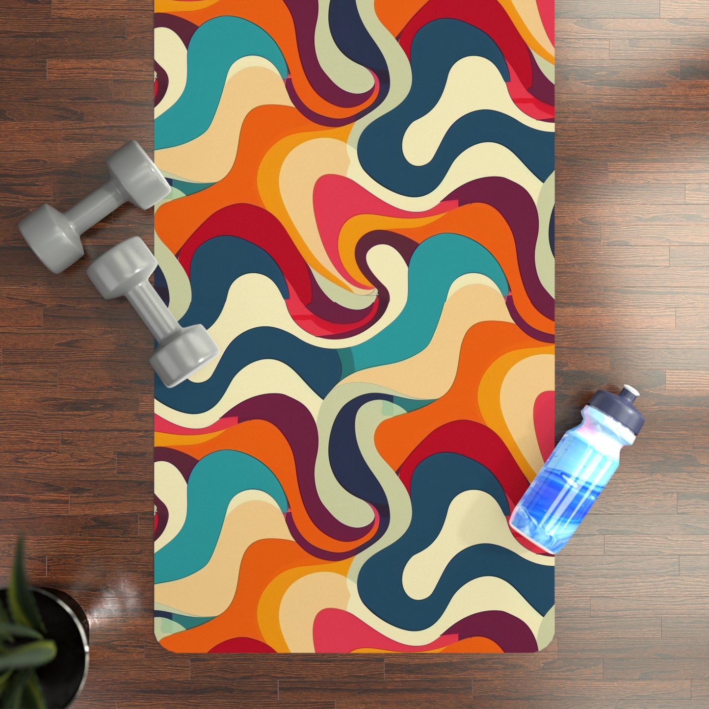 Retro Waves Yoga Mat: Vibrant, Seamless, Stylish