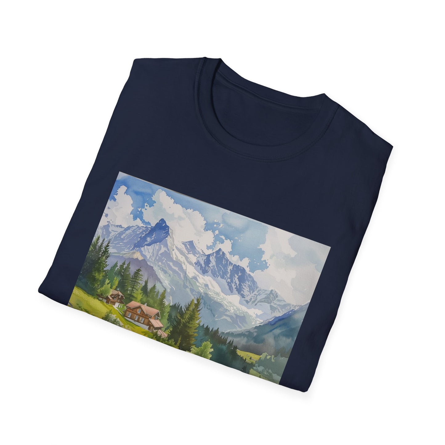 ## Alpine Serenity in Watercolor: The Swiss Alps T-shirt