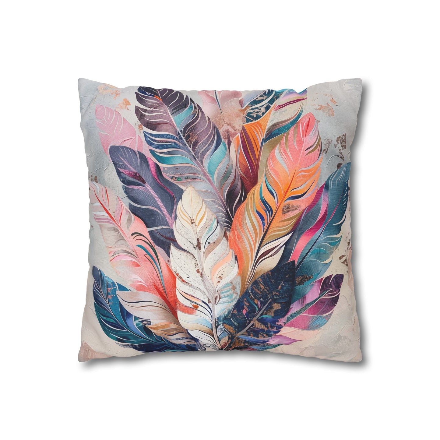 "Feather Dreams Pillowcase - Boho-Chic Feathers in Earthy Tones for Stylish Comfort | High-Quality Material, All-Season Use | Perfect Gift"