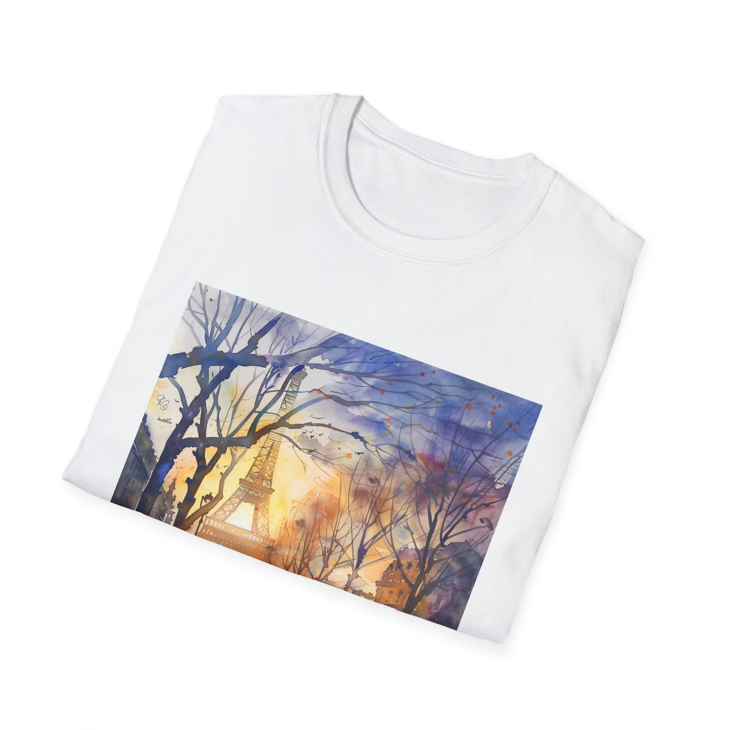 ## Parisian Icon in Watercolor: The Eiffel Tower T-shirt
