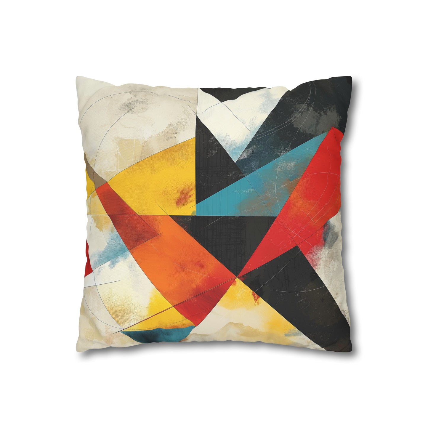 "Geometric Fusion Pillowcase - Abstract Shapes in Bold Colors, High-Quality Material, Stylish Design - Perfect Gift!"