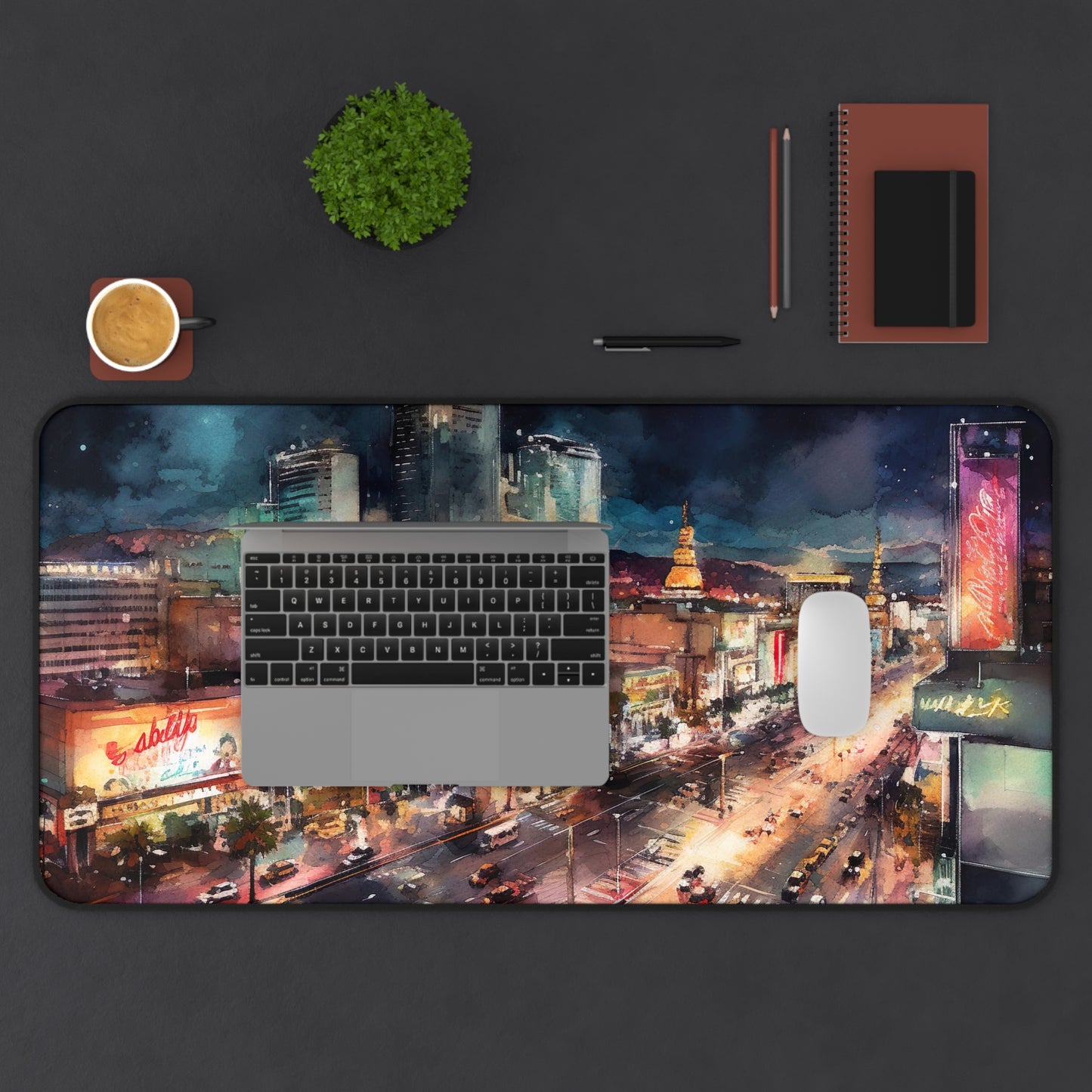 "Las Vegas Strip themed desk mat for stylish office decor"