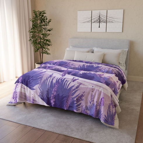 Provence Lavender Botanical Fields Seamless Plush Fleece Throw Blanket - View 12 | Prints With Passion