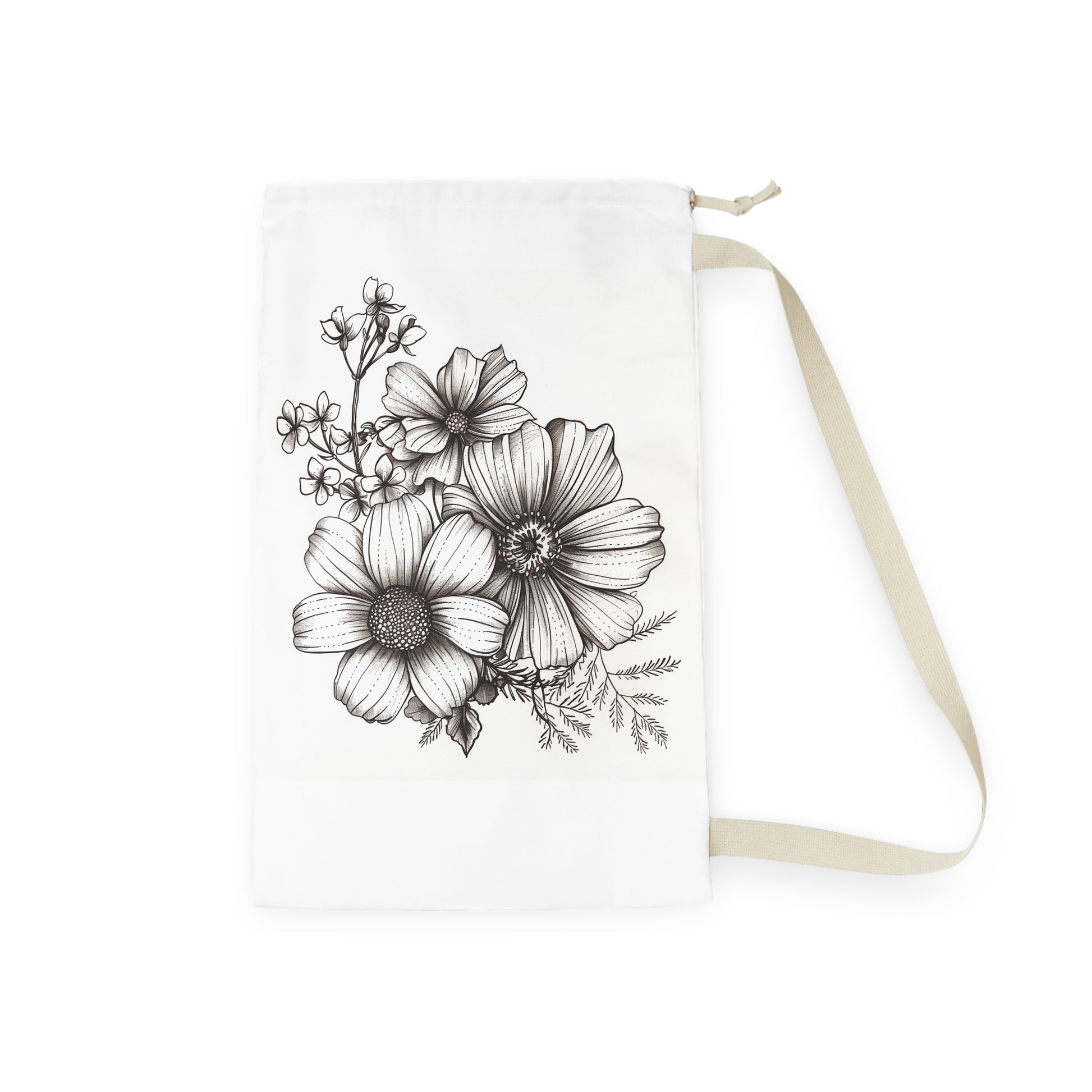 Floral Laundry Bag Bouquet - Hand-drawn flower design for stylish laundry organization