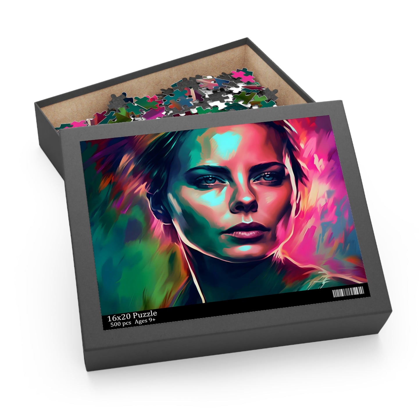 Charlize Theron Neon Watercolor Puzzle