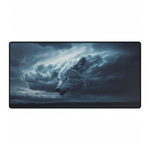 Storm Cloud Shaped Like a Wolf — XL & XXL Desk Mat — Full Top-Down Artwork View
