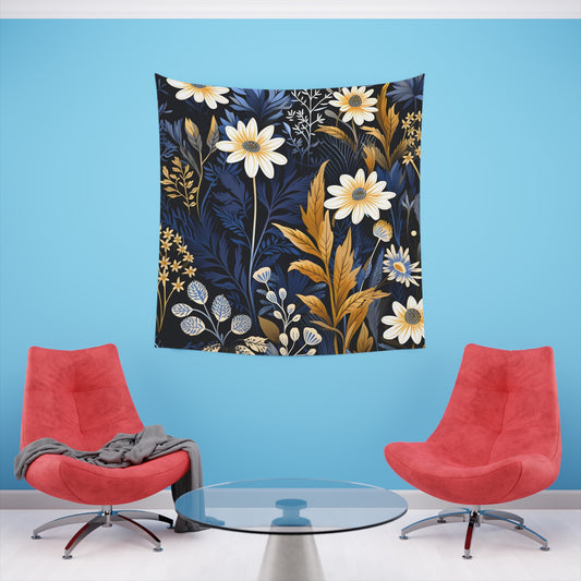 Wildflower Rhapsody: A Vector Tapestry | Wall Tapestry | All Over Print, AOP, Decor, Halloween, Home & Living, Home Decor, Indoor, Spring Essentials, Sublimation, Tapestry | Prints with Passion