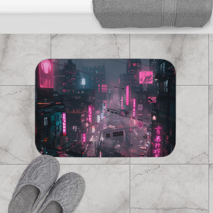 Cyberpunk Metropolis Bath Mat | Bath Mats | Bath, Bathroom, Home & Living, Indoor, Sublimation | Prints with Passion