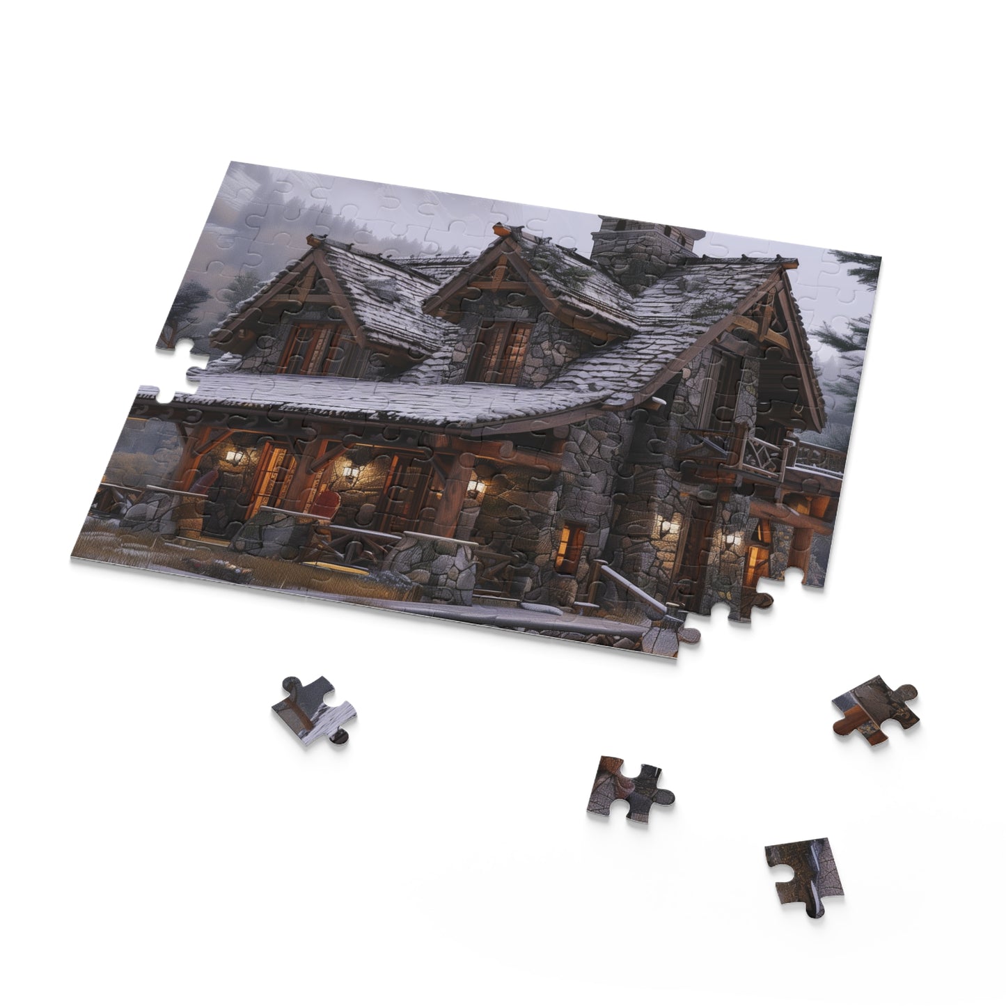 Rustic Mountain Cabin Jigsaw Puzzle - Cozy details of a peaceful retreat in the tranquil mountains