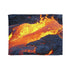 Lava Flowing from Floating Volcano — Plush Fleece Throw Blanket — Full Flat Artwork View