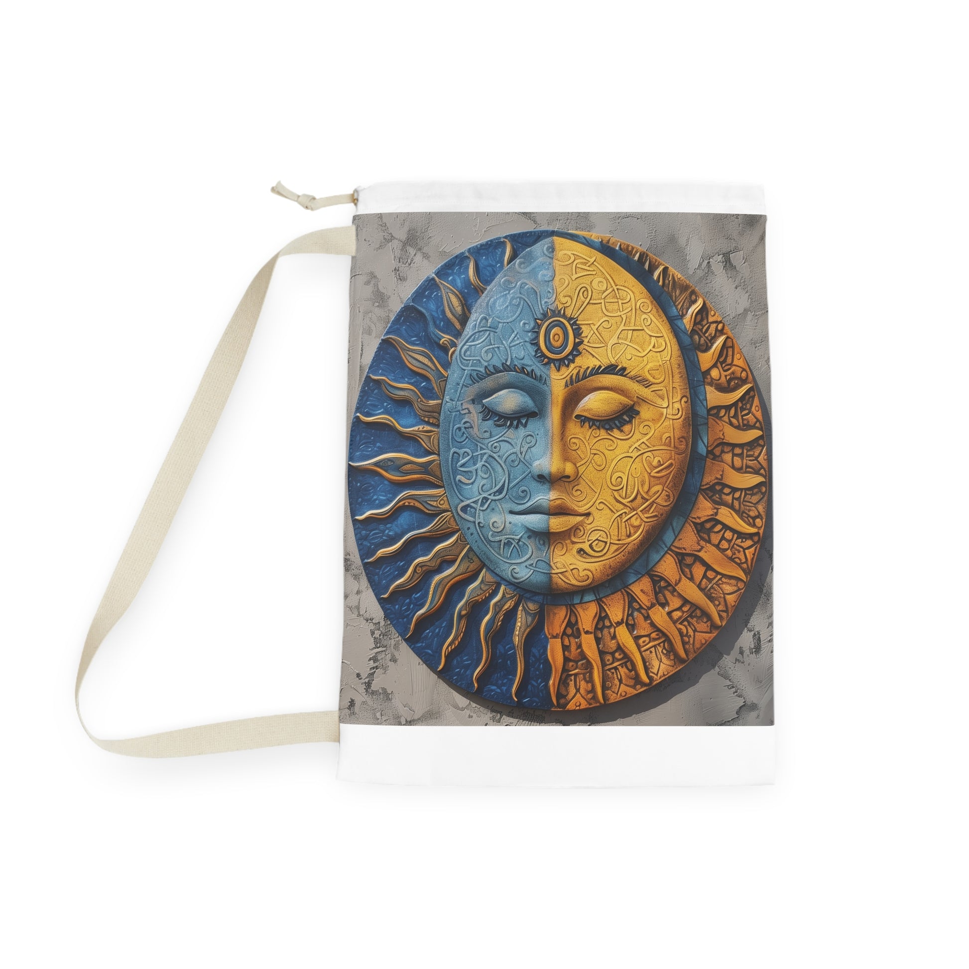 Mandala Sun & Moon Laundry Bag - Vibrant celestial design for a stylish laundry routine.