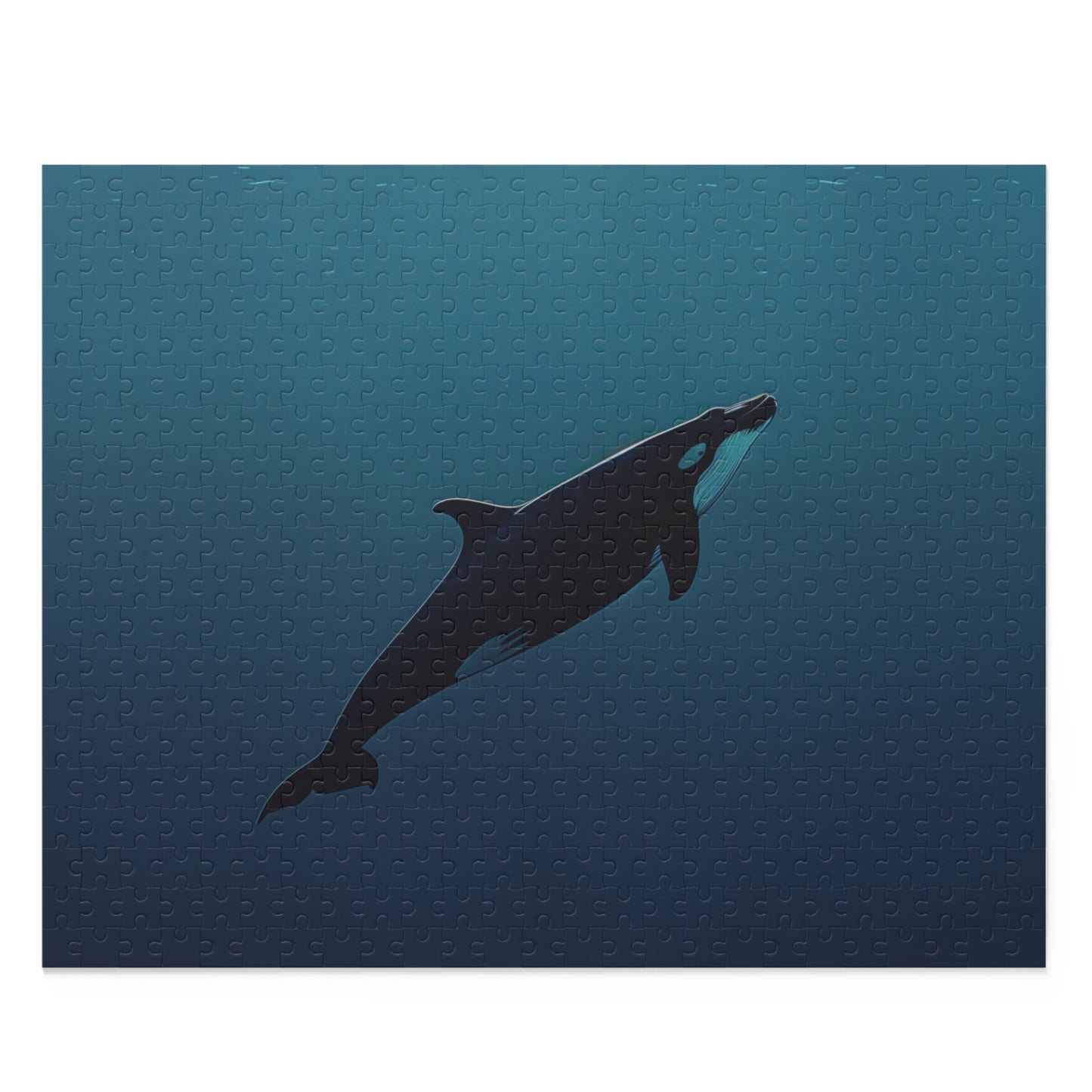 Ocean Whale Jigsaw Puzzle - Serene scene with majestic whale in ocean depths, perfect for relaxation and mindfulness activities.