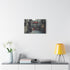 Cyberpunk Alleyway with Flying Cars — Canvas Wall Art — Kiln-Dried Pine Frame & Ready-to-Hang Back View