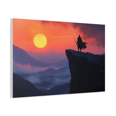 Lone Knight on a Cliff at Dawn — Canvas Wall Art — Product Detail View 6
