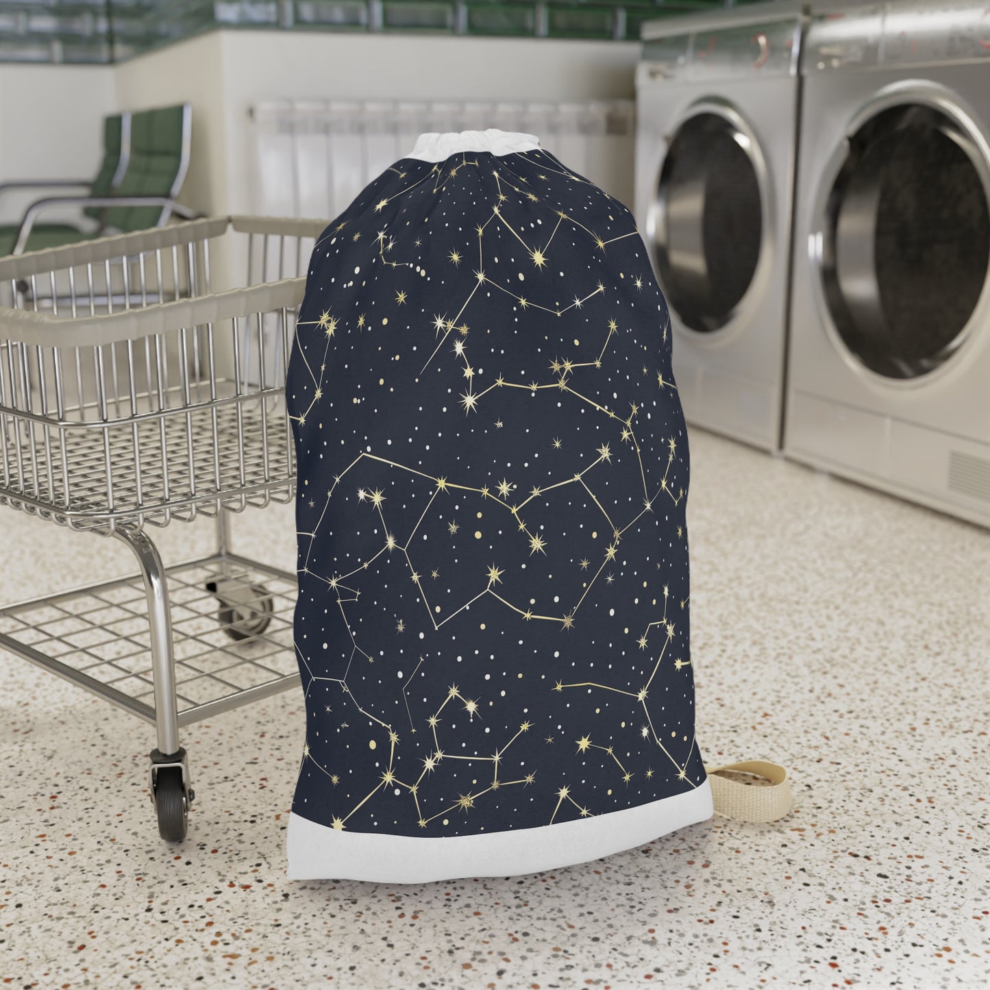 "Starry Night Laundry Bag - Constellation Stars Patterned Design for Stylish Laundry Toting"