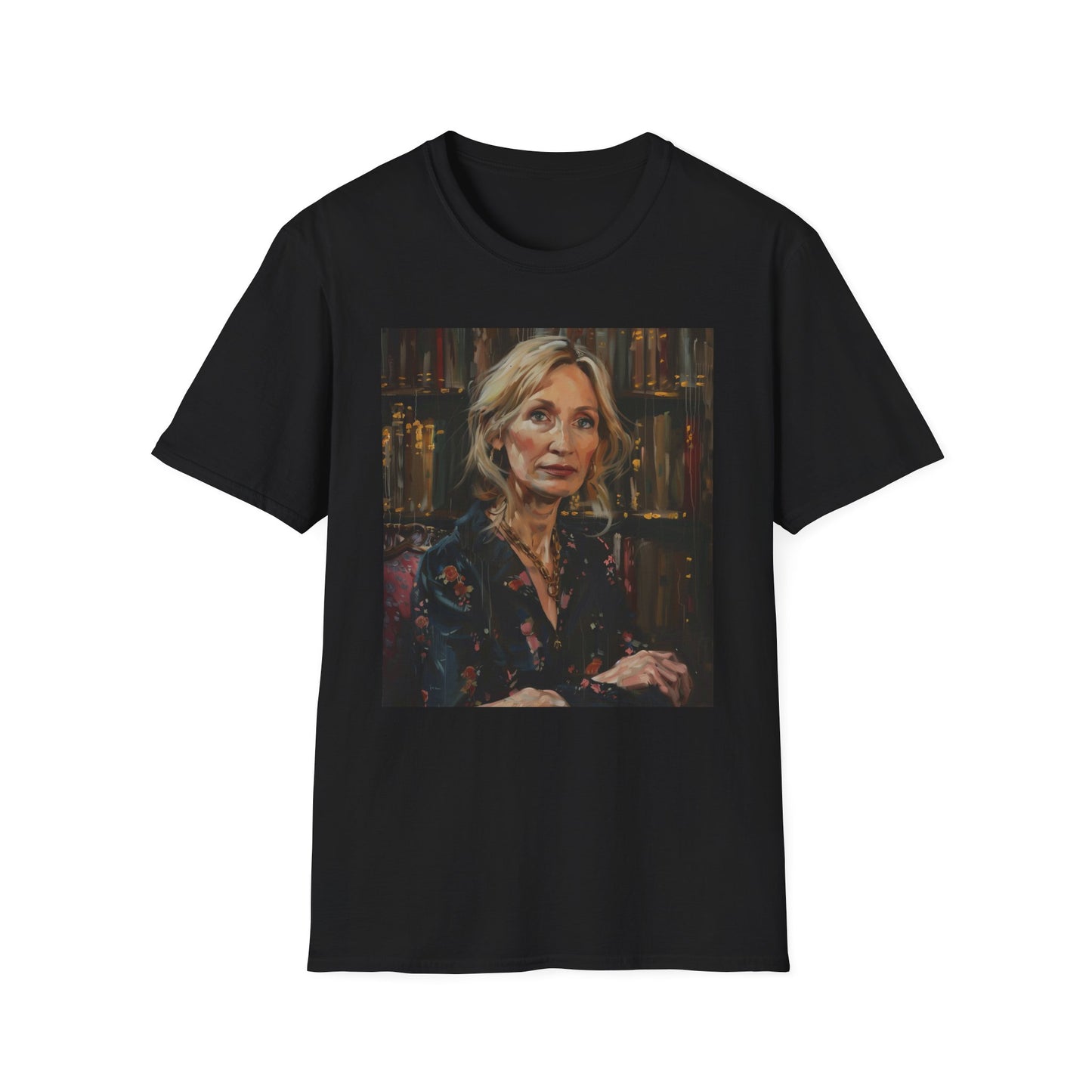 Enchanted Imagination: The Literary Magic of J.K. Rowling | T-Shirt | Fantasy literature, Harry Potter author, Hogwarts inspiration, JK Rowling art, Limited edition, Magical art, Original painting, Signed artwork, Unique collectible, Wizarding world | Prints with Passion