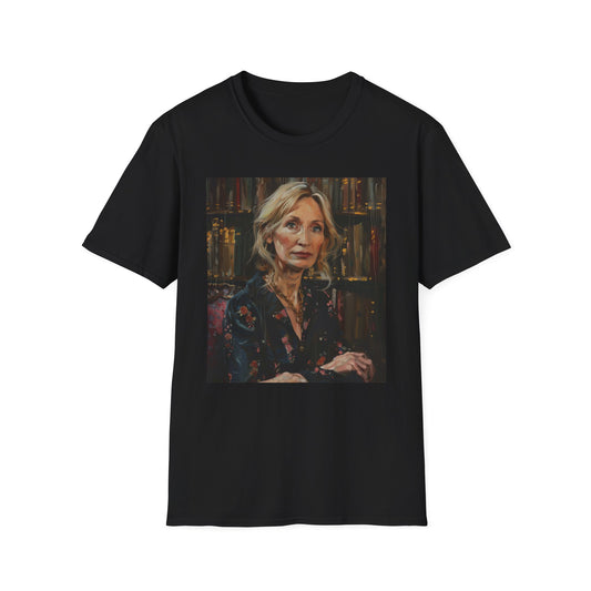 Enchanted Imagination: The Literary Magic of J.K. Rowling | T-Shirt | Fantasy literature, Harry Potter author, Hogwarts inspiration, JK Rowling art, Limited edition, Magical art, Original painting, Signed artwork, Unique collectible, Wizarding world | Prints with Passion