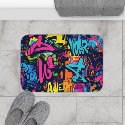 Neon Graffiti Bath Mat