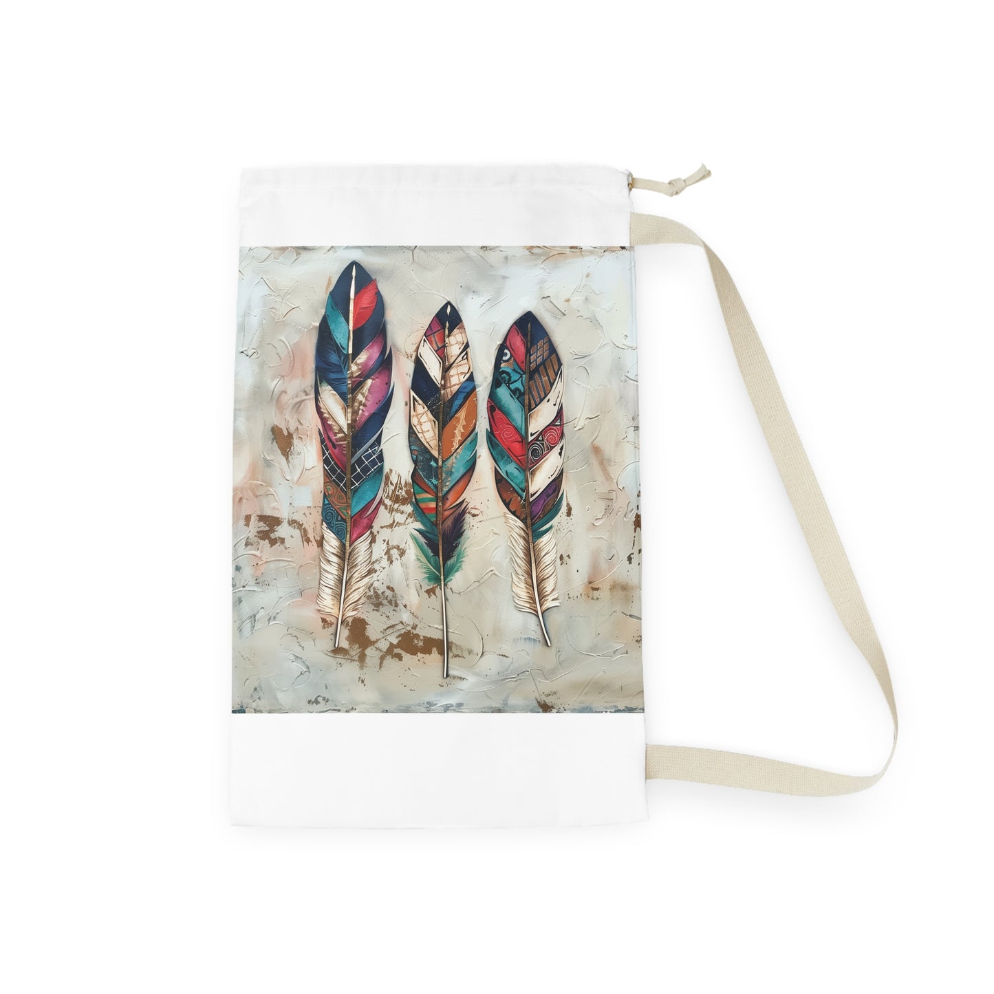 Boho Feather Laundry Bag - Stylish laundry organizer with whimsical feather design