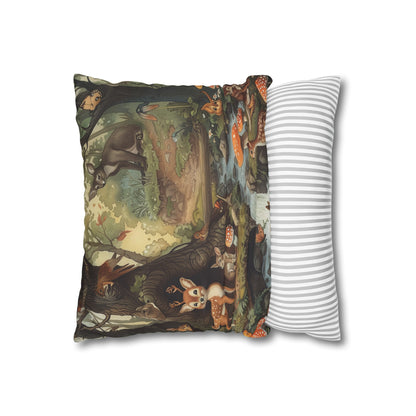 "Forest Friends Pillowcase - High-quality, enchanting design with woodland creatures on lush greenery. Perfect for all seasons. Great gift!"