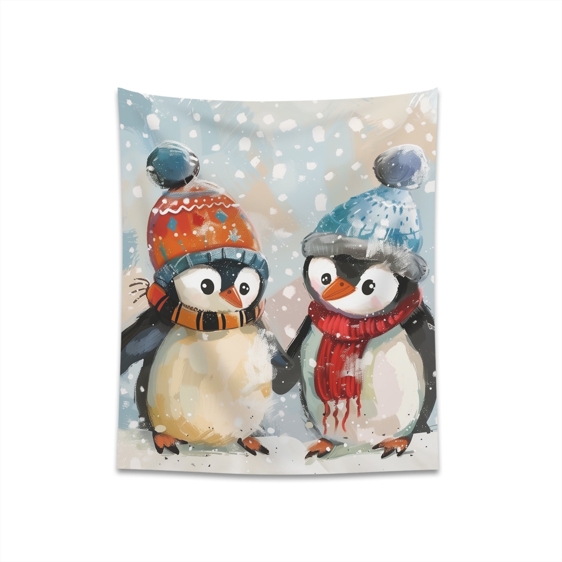 Adorable Penguin Tapestry for Winter Decor | 34" x 40" and 57" x 57" Options - High-Quality and Stylish Home Accent