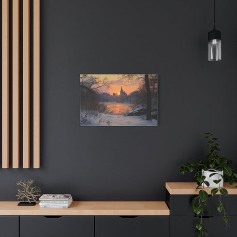 Central Park Snow Sunset — Canvas Wall Art — Product Detail View 8