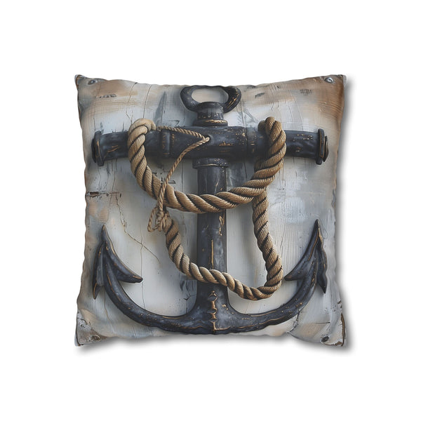 Nautical Anchor — Faux Suede Cushion Cover — Front 40×40 cm Square Cushion View