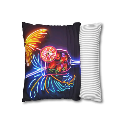 "Vibrant Neon Cocktail Nights Pillowcase - High-quality and stylish tropical drink design for all seasons. Makes a great gift. Shop now!"