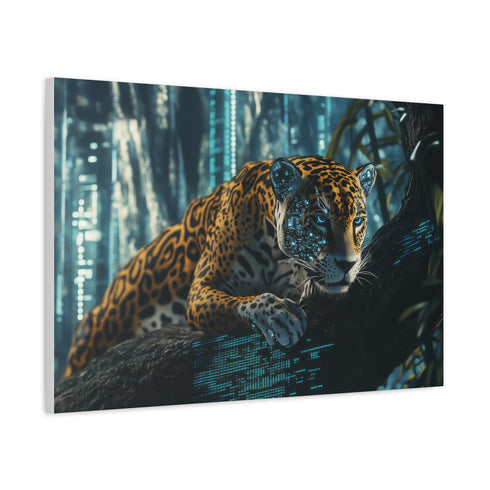 Cybernetic Jaguar in Data Jungle — Canvas Wall Art — Product Detail View 6