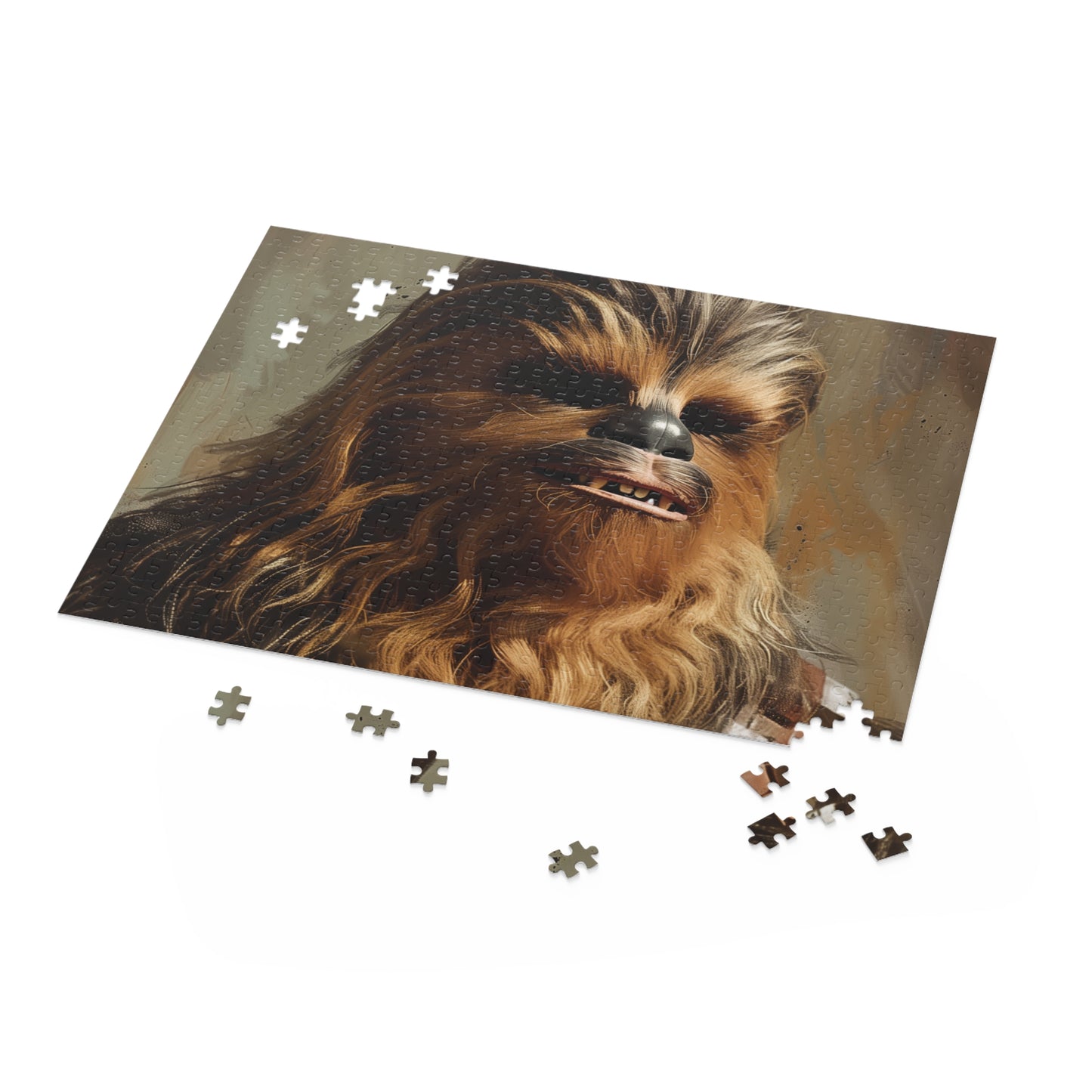 "Chewbacca Star Wars jigsaw puzzle with intricate artwork, perfect for galactic enthusiasts"