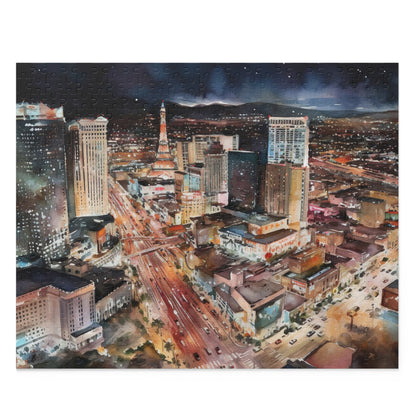 "Vegas Night Jigsaw Puzzle - Dive into the glitz and glamour of Las Vegas with this vibrant night scene puzzle, perfect for entertaining nights in with friends and family"