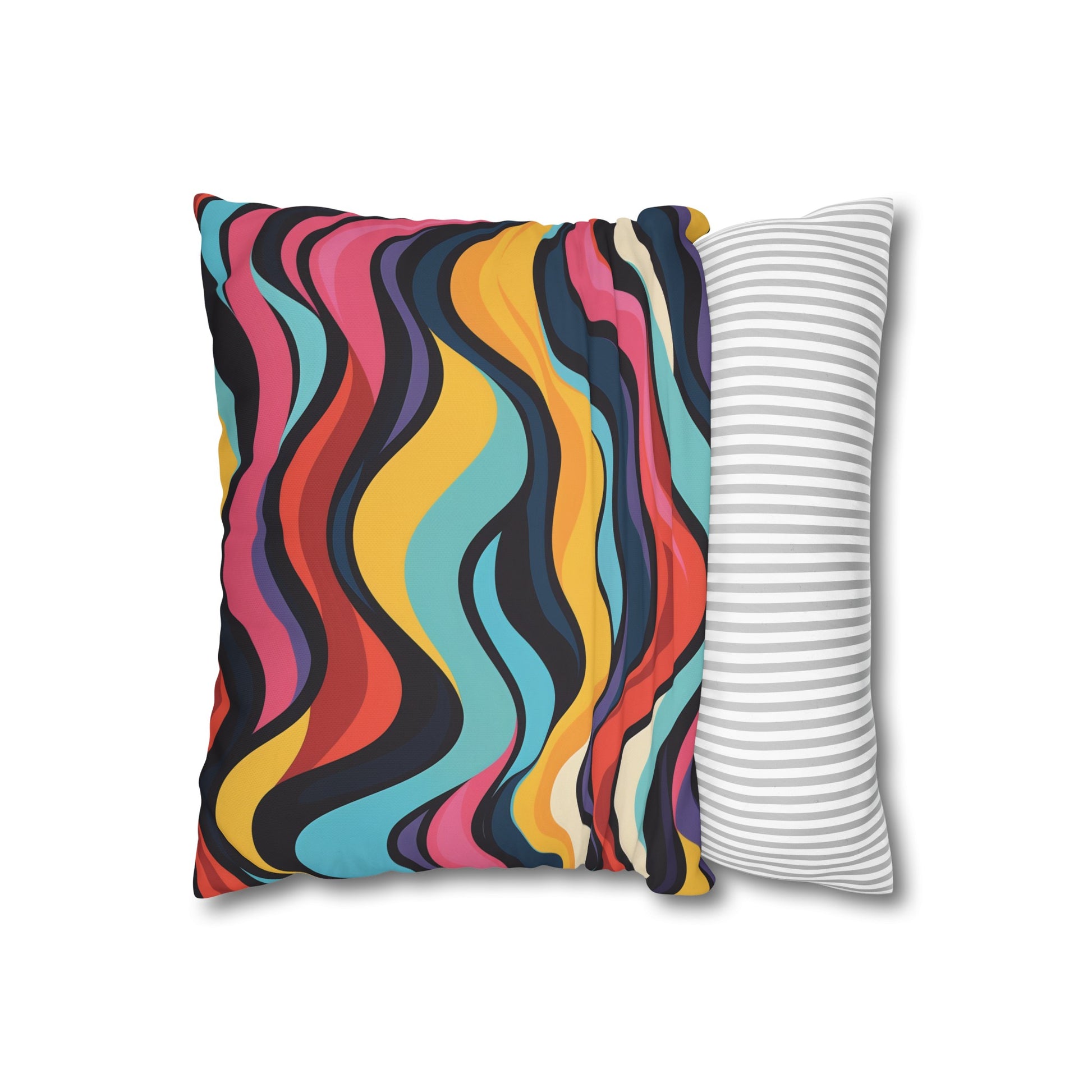 "Add retro flair to your bedding with our vibrant Retro Waves pillow case, featuring a seamless pattern in colorful hues."