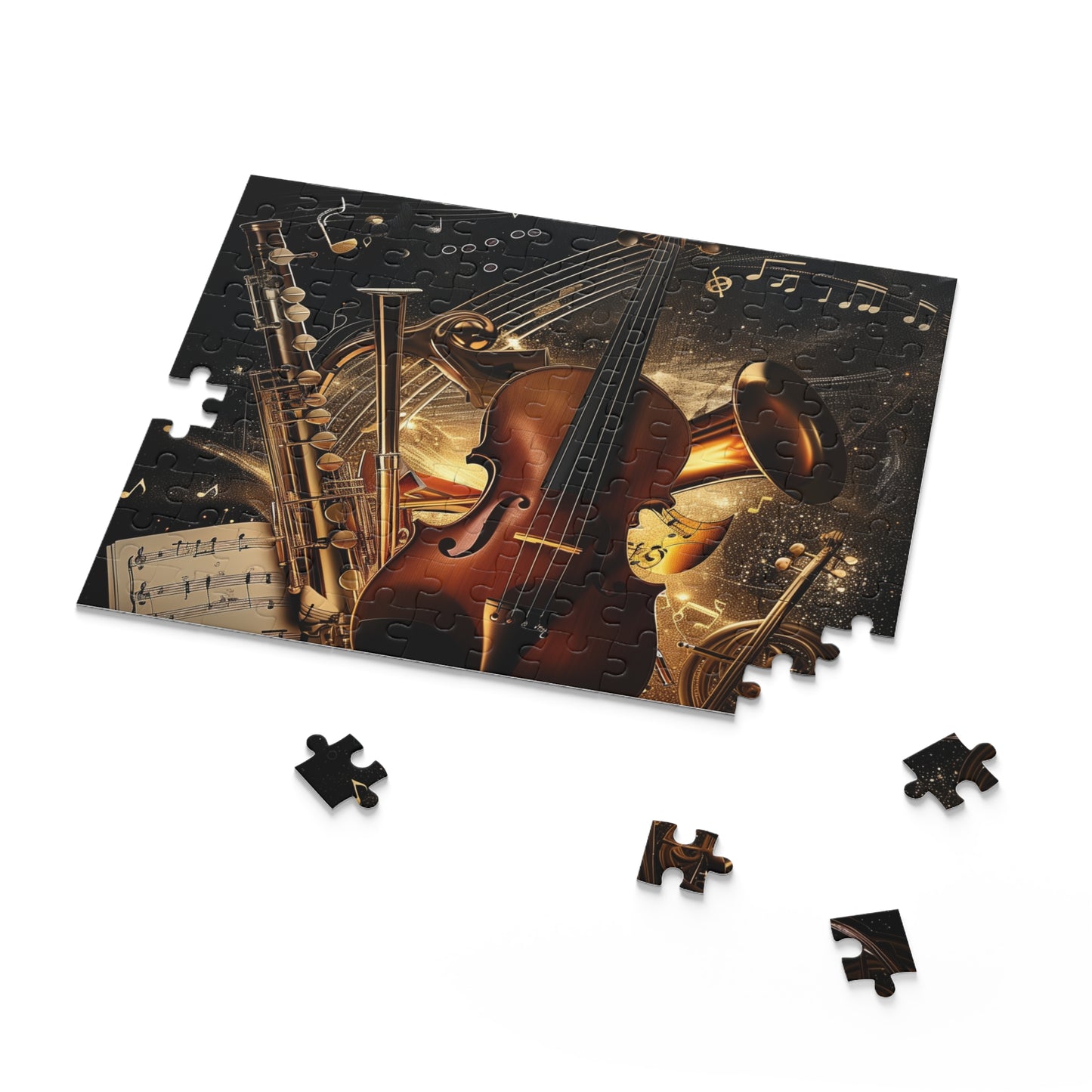 "Musical Harmony Puzzle Set - Intricately designed jigsaw puzzle with music notes and instruments, perfect for music lovers of all ages"