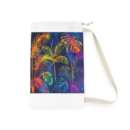 Colorful palm leaf laundry bag, perfect tropical touch to your home decor. Stay stylish while organizing laundry.