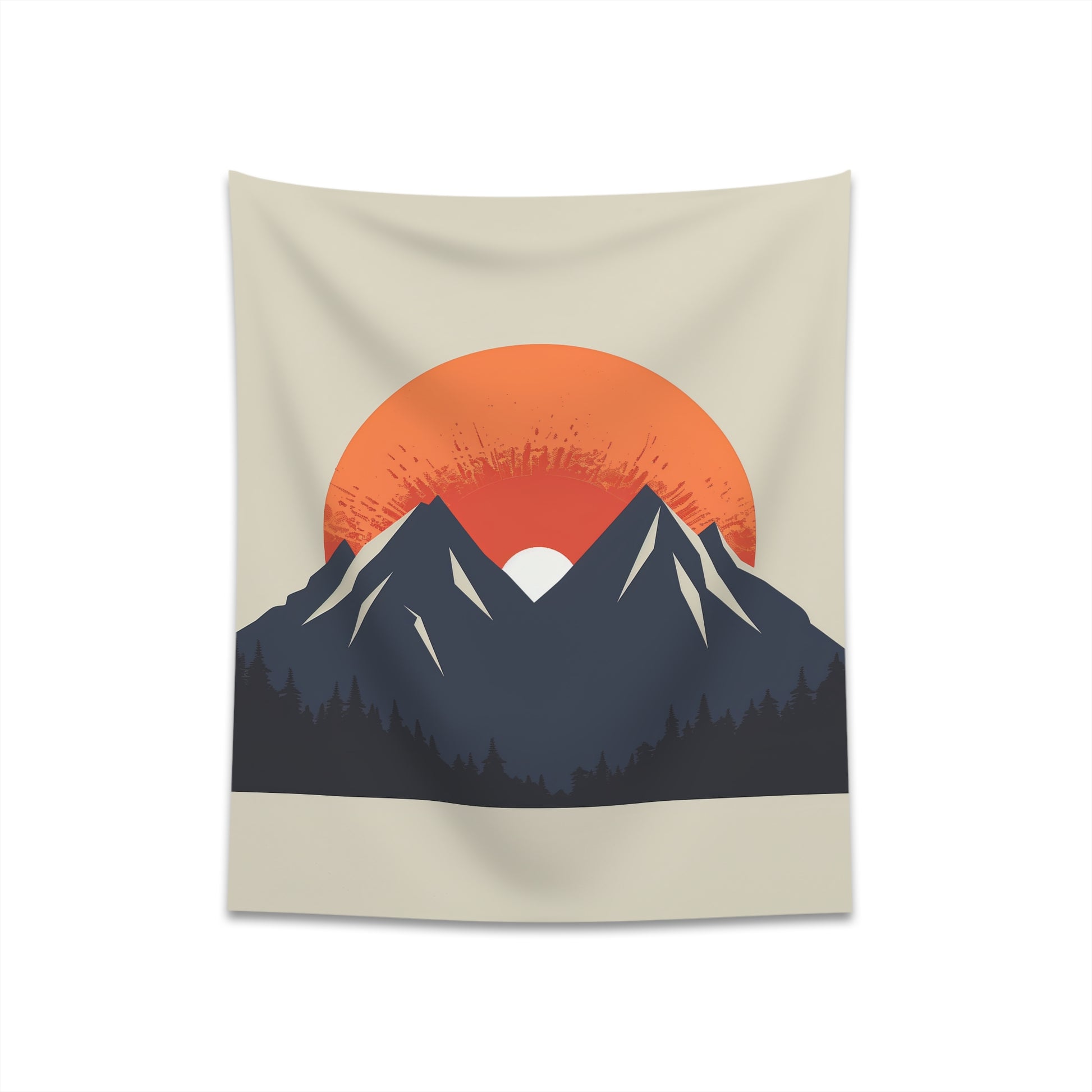 "Golden Peaks: A Minimalist Mountain Tapestry - High-quality material, serene sunrise design, perfect for all seasons, makes a great gift - Available in 34" x 40" and 57" x 57" - Shop now!"